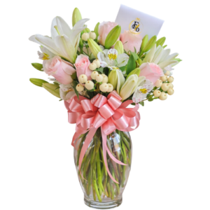 Florero Con Rosas y Liliums