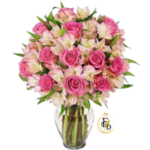 Rosas y Astromelias en Florero