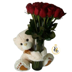 Peluches y Rosas en Florero