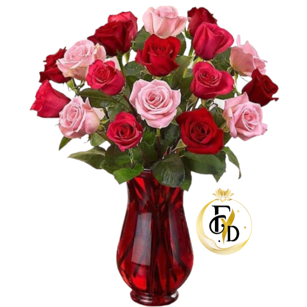 Florero en 20 Rosas Bicolor