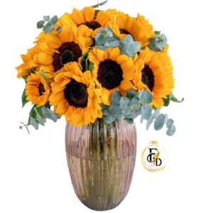 Fino Florero En Girasoles