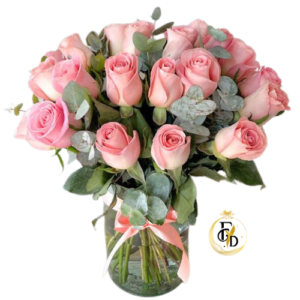 Florero de 24 Rosas Rosadas