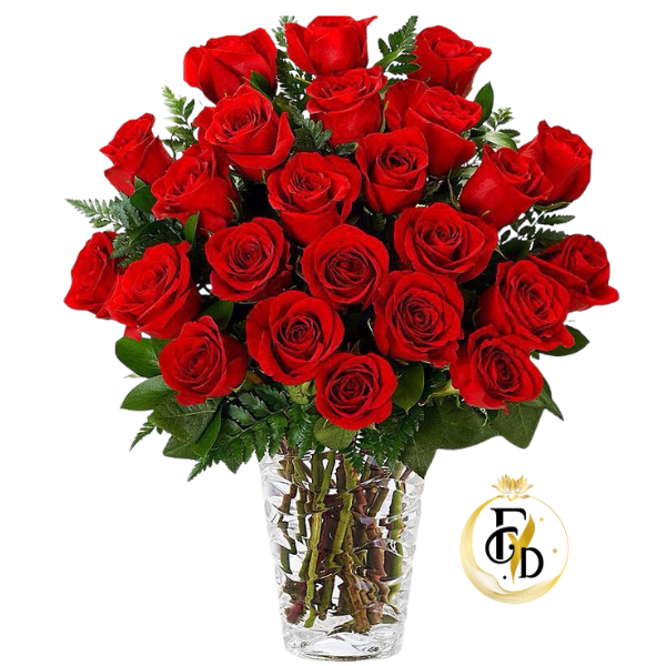 Fino Florero con 30 Rosas