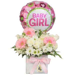 Cubo Nacimiento Niña Con Globo