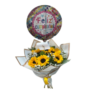 Ramo en 6 girasoles y globo