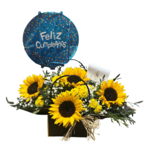 Cartera en girasoles y globo