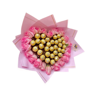 Ramo Corazón de Rosas y Chocolates