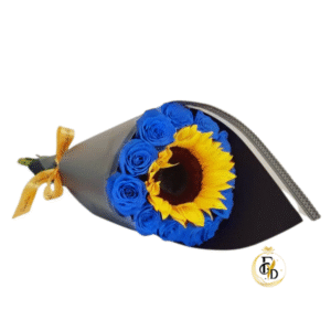 12 Rosas Azules mas Girasol