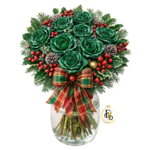 Florero Con Rosas Navideñas