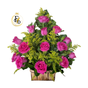 12 Rosas fucsias en Arreglo