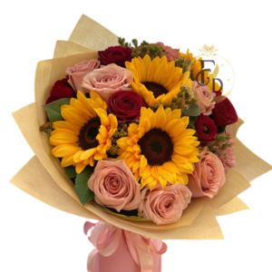 Girasoles con Rosas Bicolor