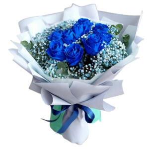 10 Rosas Azules en Ramo