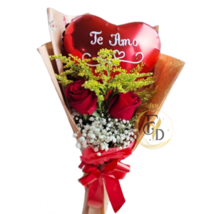 Rosas y Globo Personalizado