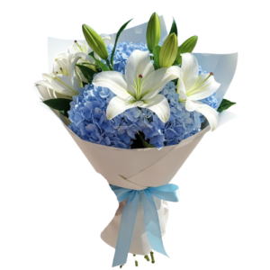 Hortensias y Lirios en Ramo