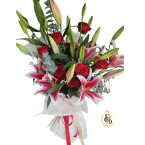 Ramo Estilo Silvestre con Lirios y Rosas