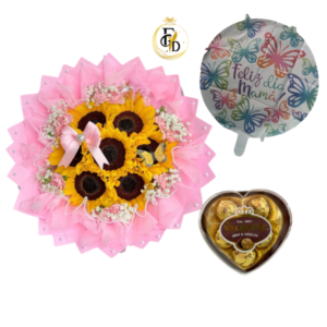 Ramo de Girasoles + Globo+ Bombones