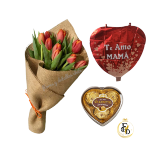 Tulipanes + Bombones+ Globo