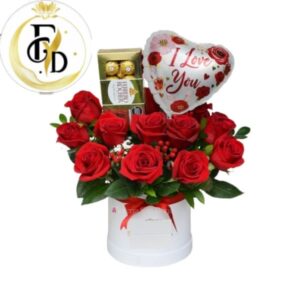 Box en 12 rosas + ferreros