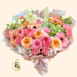Ramo de Rosas Jardín, Gerberas y Hortensias