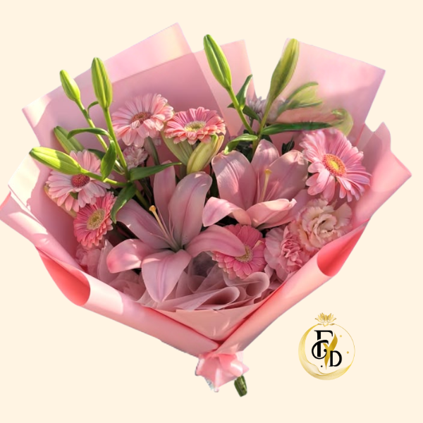 Delicado Ramo con Gerberas y Lirios Rosados