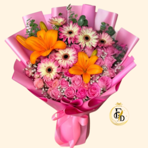 Ramo de Lirios Naranjas y Gerberas Rosadas