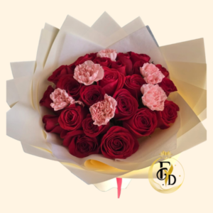Ramo con Rosas Rojas y Claveles Rosados