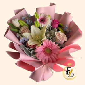 Delicado Ramo con Lilium y Gerberas