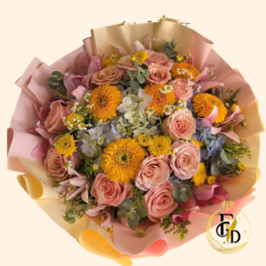 Delicado Ramo Primaveral con Rosas Rosadas