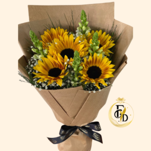 Ramo con 5 Girasoles mas Envoltura de Papel Kraft