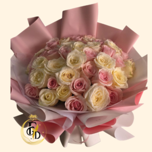 Ramo con 24 Rosas Rosadas y Blancas