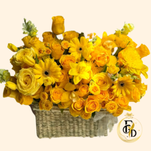 Canasta Primaveral Con Flores Amarillas