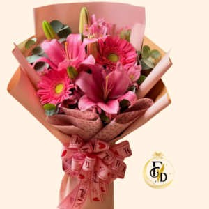 Ramo con Gerberas Rosadas y Lirios Rosados